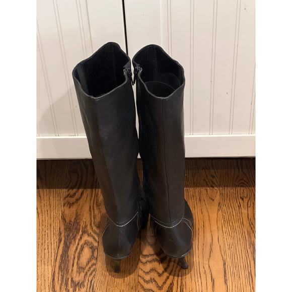 DKNY Women’s Lace‎ Up Side Zip Leather Stiletto Heeled High Boots Size 6.5 Black - Picture 4 of 7